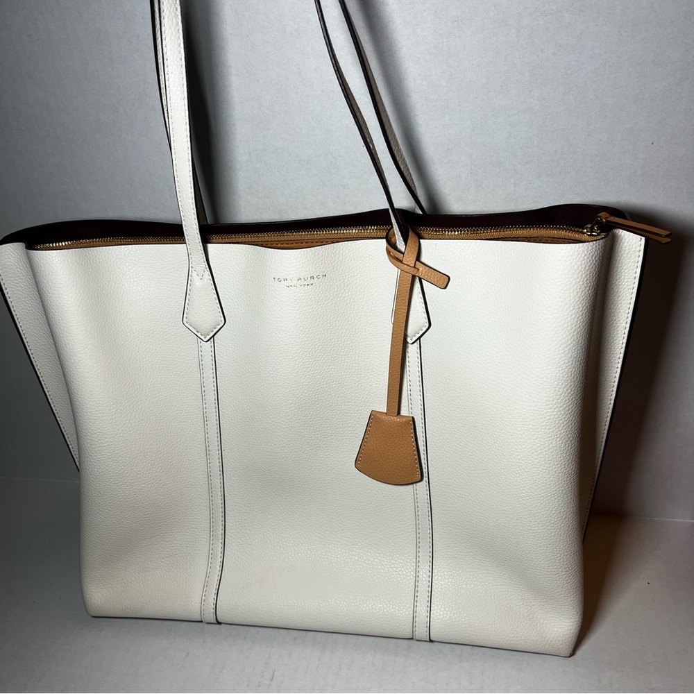 Tory Burch Perry cream Tri Compartment Large Tote W/ Dustbag!
